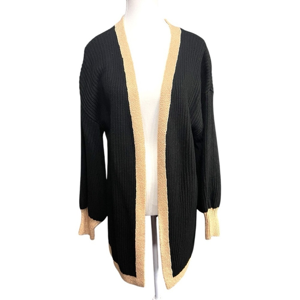 One Eleven North Black & Tan Open Cardigan – Medium